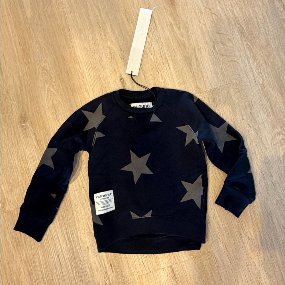 NEW with stars - nununu black Sweatshirt with Light Gray Stars